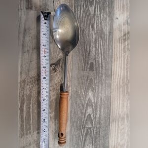 Vintage Ekco Measuring Serving Spoon Metal with Wooden Handle 12"